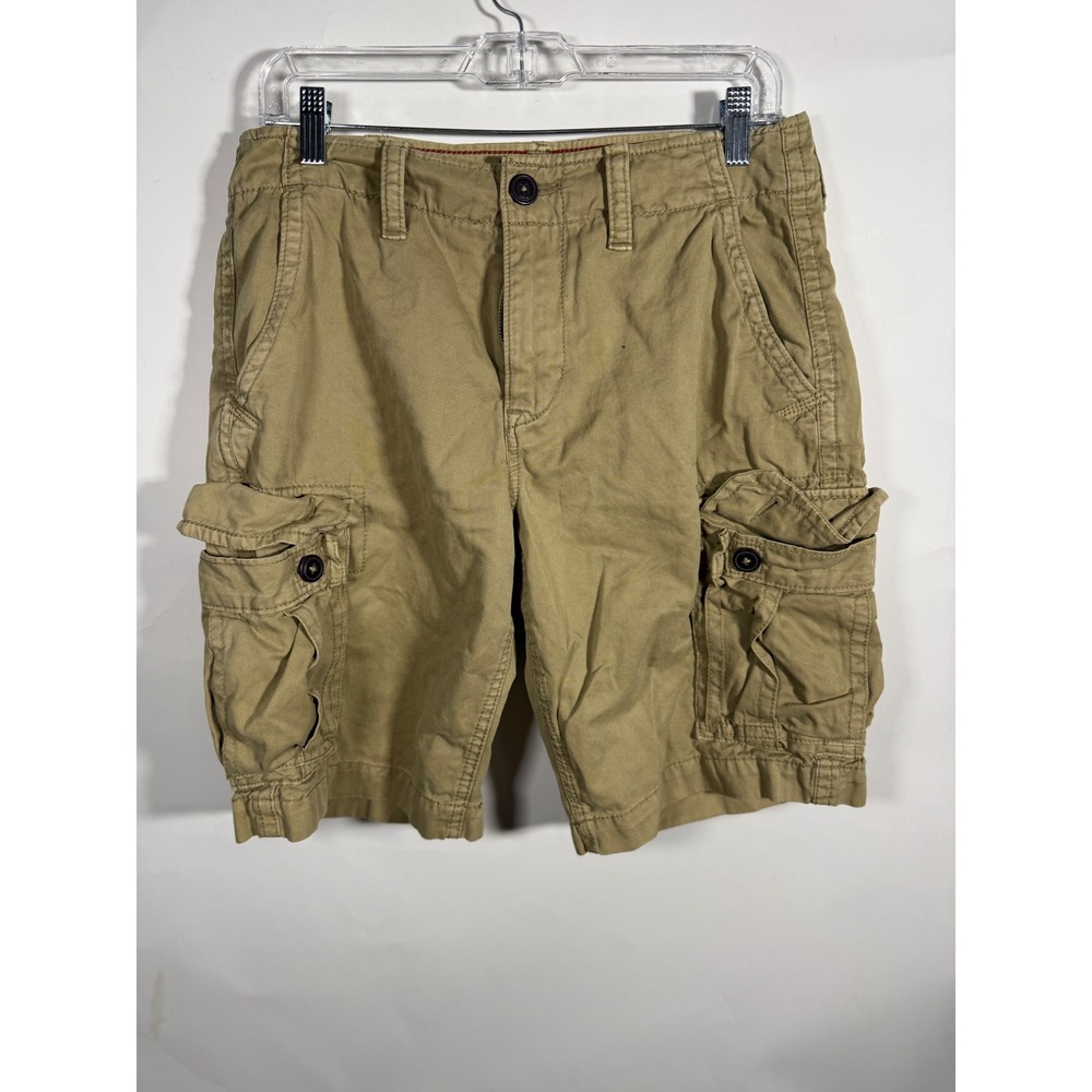 American Eagle Mens Cargo Shorts Khaki Tan Cotton Casual Multi-Pocket Size 30